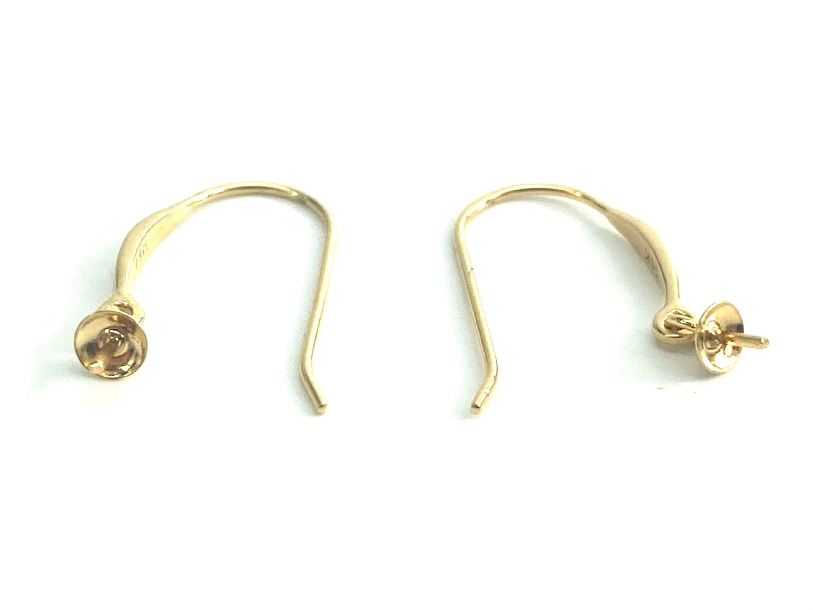 14K Solid Gold Ear-wire with Pearl Cup, Sku#236-14Y-4