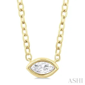 1/6 Ctw Petite East-West Bezel Set Marquise Cut Diamond Fashion Pendant With Chain in 10K Yellow Gold