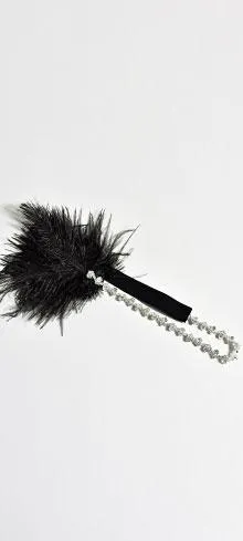 1920s Style Black Ostrich Feather & Silver Crystal Plumette Headband