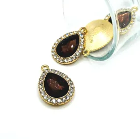 2 Burgundy and Diamond Rhinestone Pendants