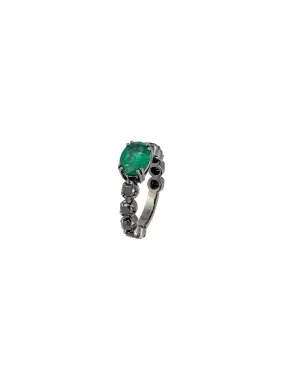 2.89ct Black Diamond Emerald 18K Gold Trendy Ring