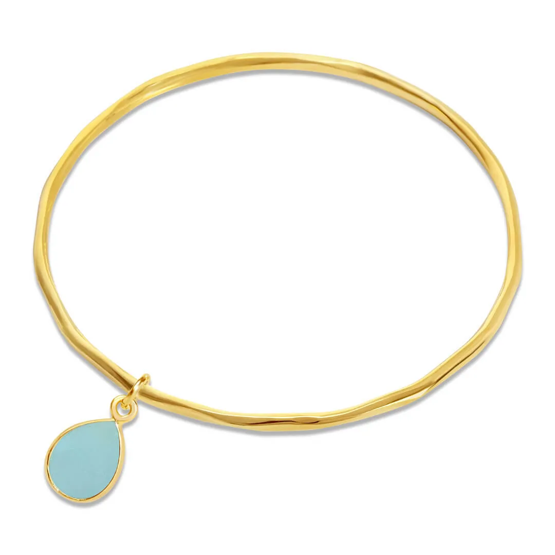 Aqua Chalcedony Bangle | Gold | March Birthstone