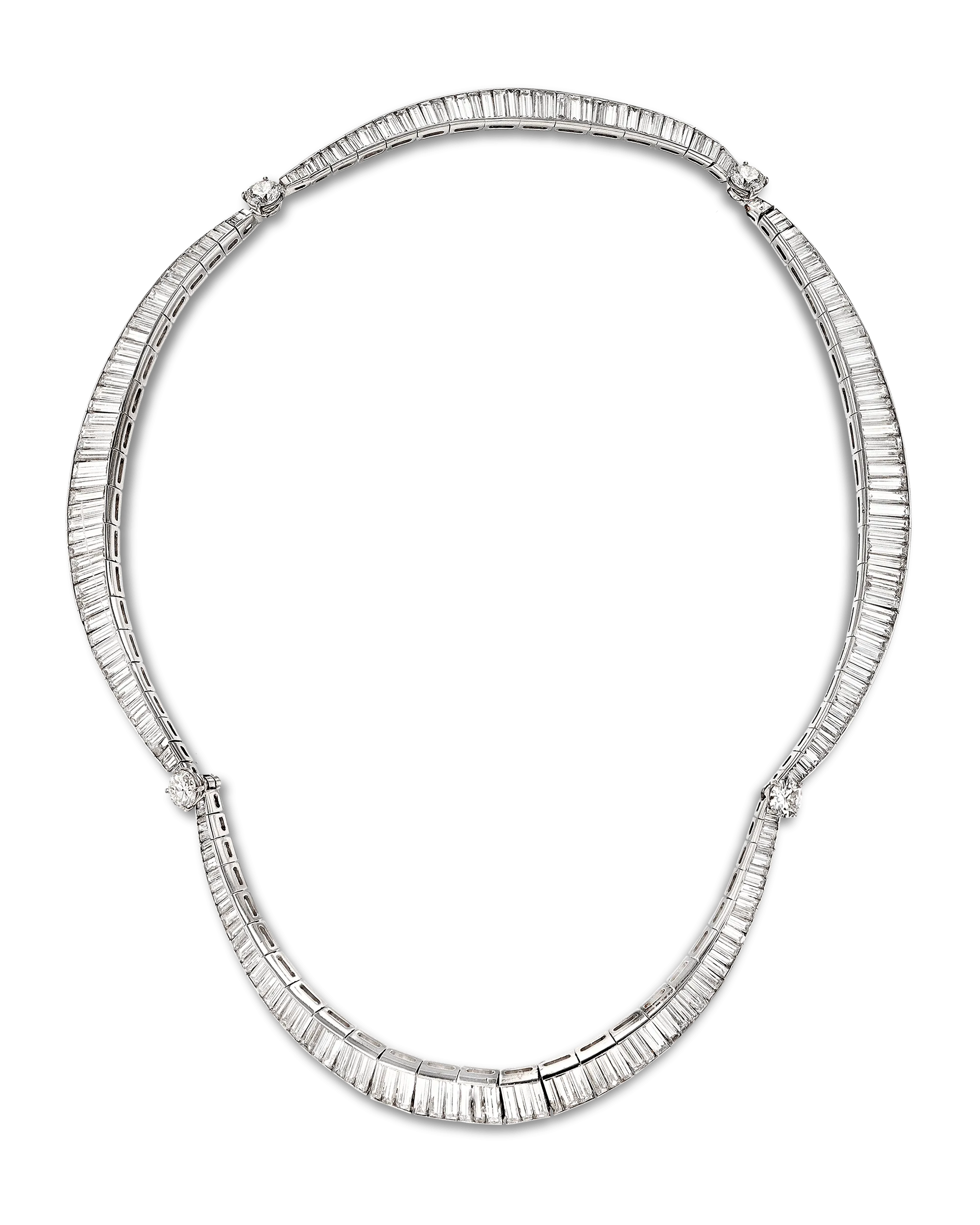 Baguette-Cut Diamond Necklace, 50.00 Carats