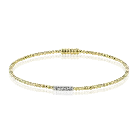 Beaded Bangle in 18k Gold with Diamonds