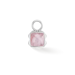 Birthstone October Charm Rose Quartz Silver