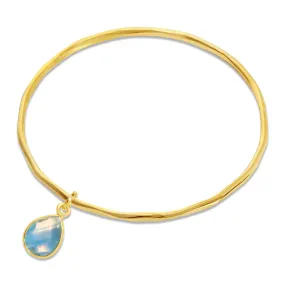 Blue Topaz Charm Bangle | Gold - December