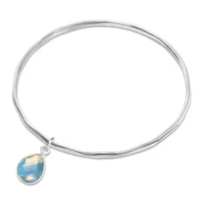 Blue Topaz Charm Bangle | Silver - December