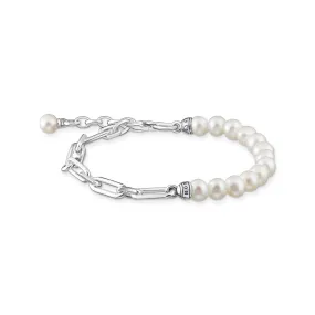 Bracelet links and pearls silver