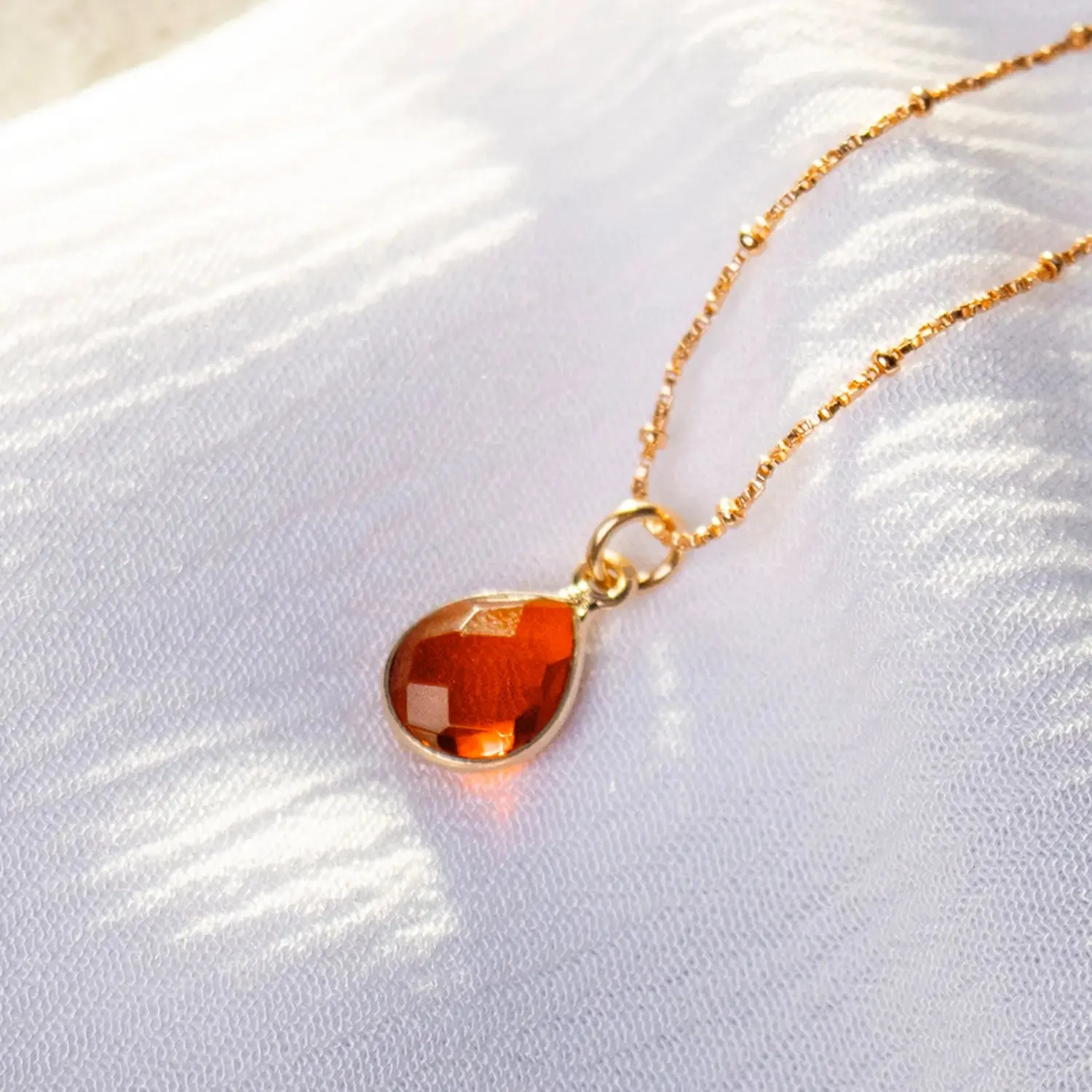 Carnelian Charm Necklace Rose Gold July Birthstone