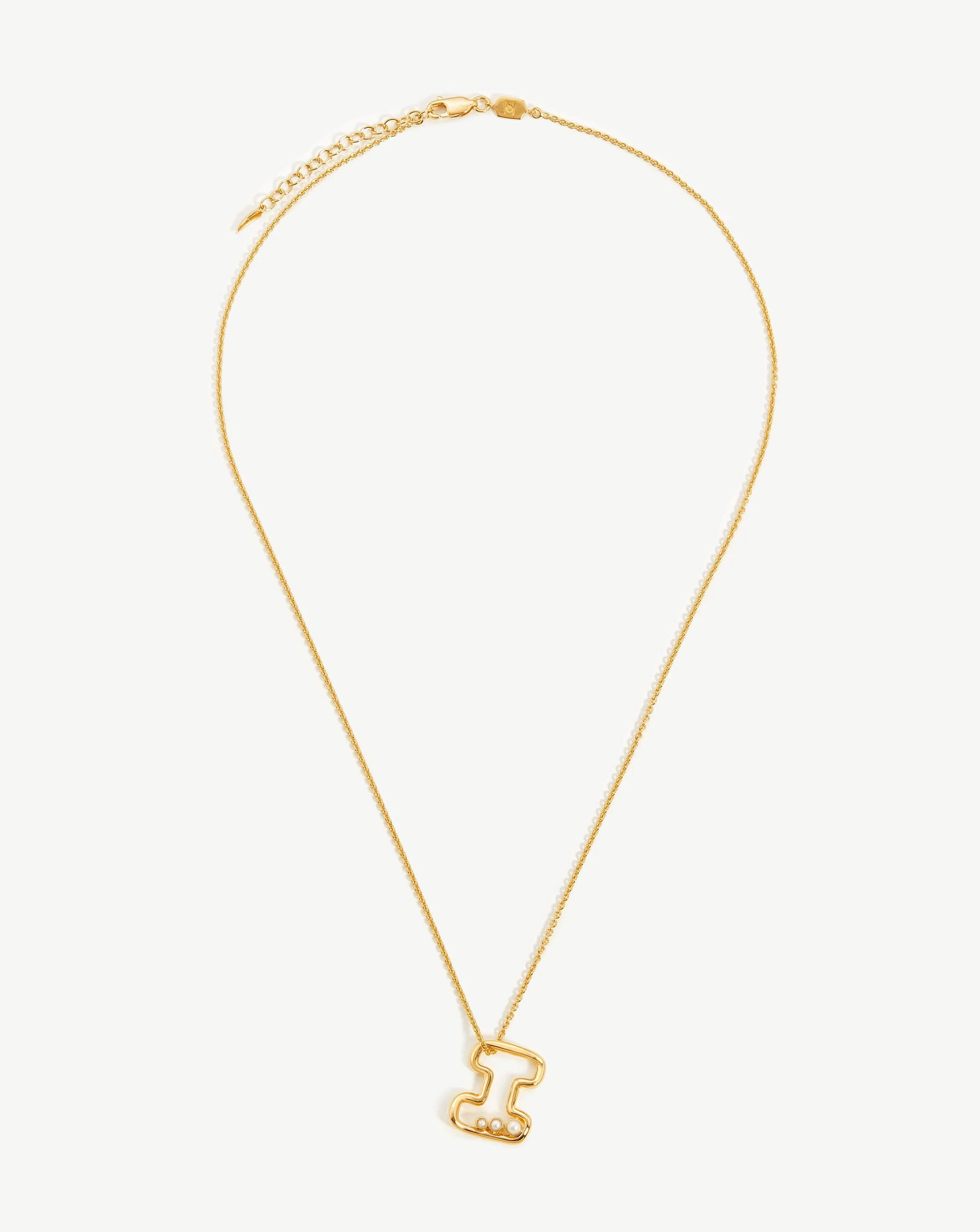 Chubby Pearl Initial Pendant Necklace  - Initial I | 18ct Gold Vermeil/Pearl