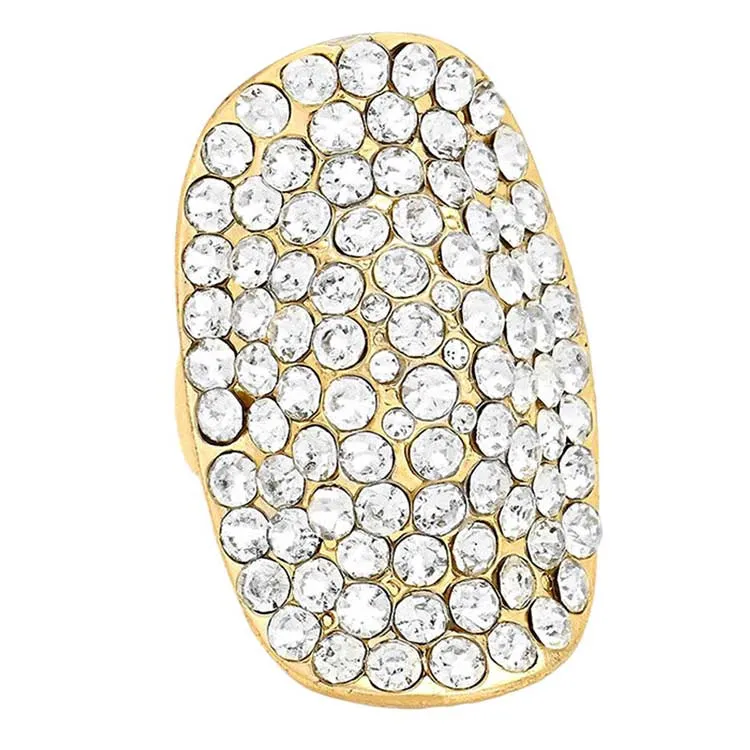 Crystal Rhinestone Pave Stretch Cocktail Ring