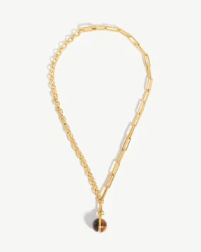 Deconstructed Axiom Sphere Chain Necklace | 18ct Gold Plated/Tigers Eye