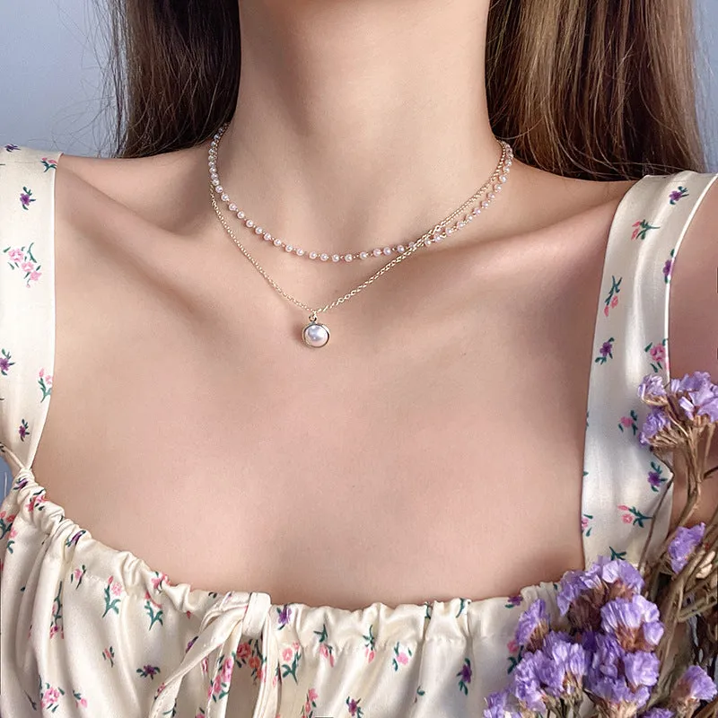 European And American Fashion Double-layer Pearl Clavicle Chain