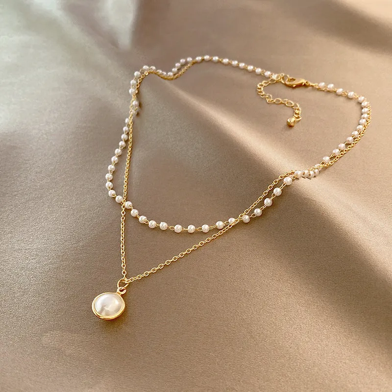 European And American Fashion Double-layer Pearl Clavicle Chain