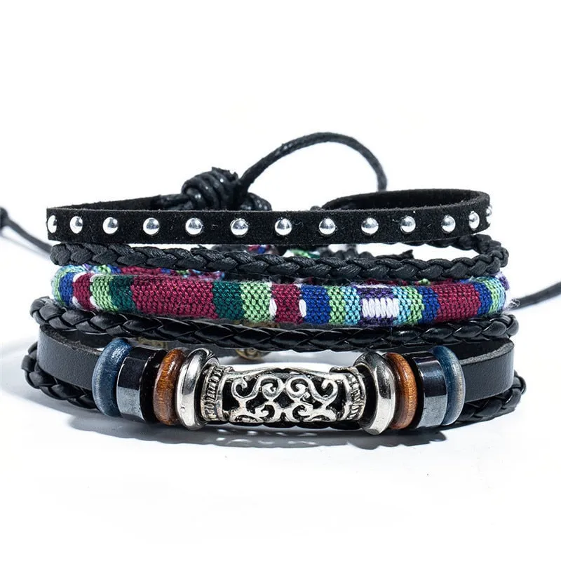 EXYNLON Retro Leather & Metal Men's Bracelet - Many Styles to Choose