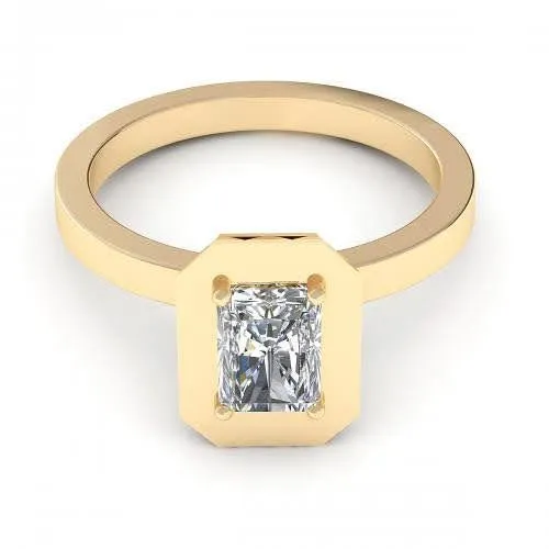 Fashionable 1.00CT Radiant Cut Diamond Solitaire Ring in 18KT Yellow Gold