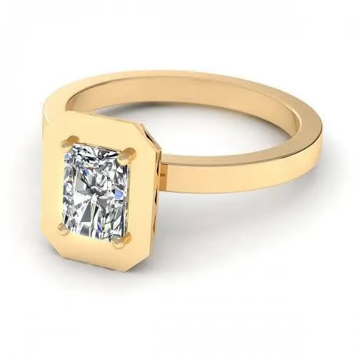 Fashionable 1.00CT Radiant Cut Diamond Solitaire Ring in 18KT Yellow Gold