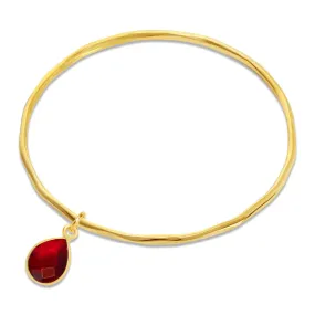 Garnet Charm Bangle | Gold - January