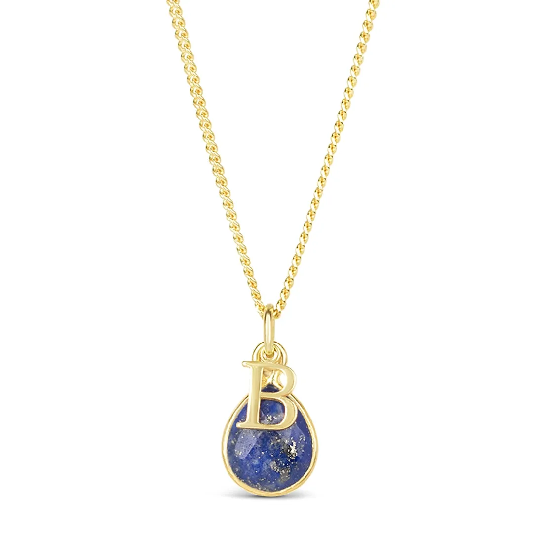 Lapis Lazuli Charm Necklace in Gold September Birthstone