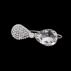 LUX Silver Finish Swarovski Rhinestone Bow Hair Clip Clear