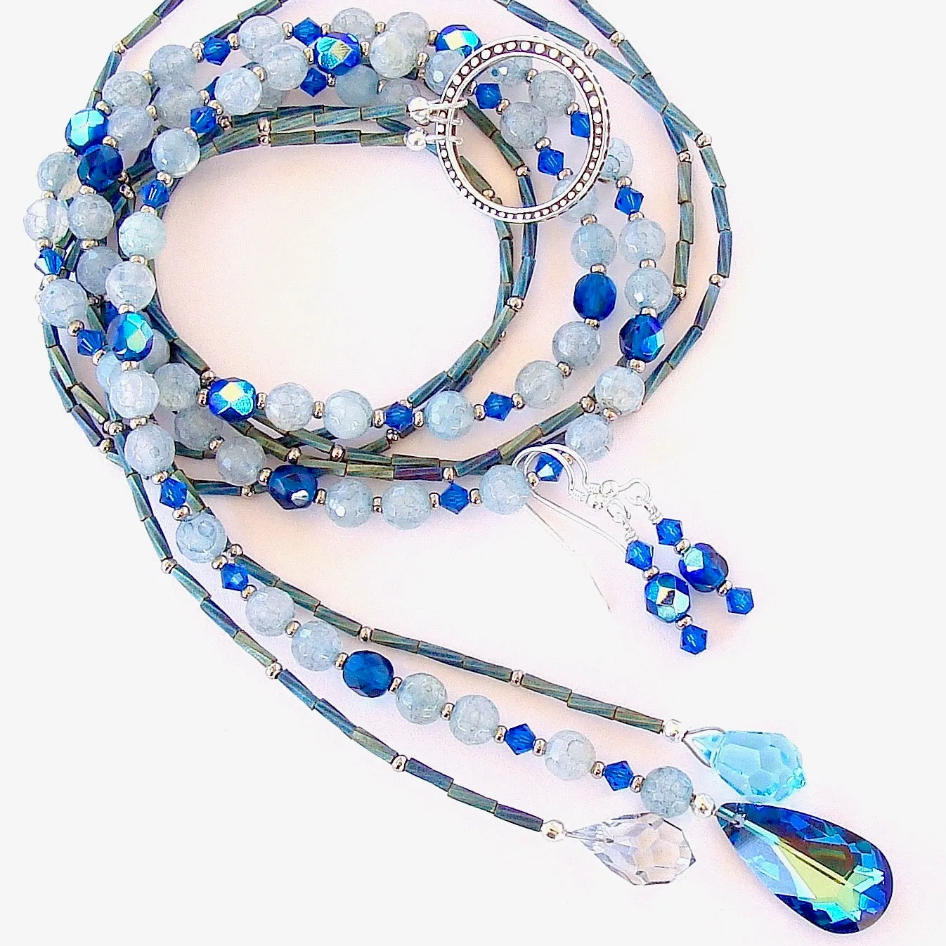 Moonbeam: Lariat Necklace in Shades of Blue