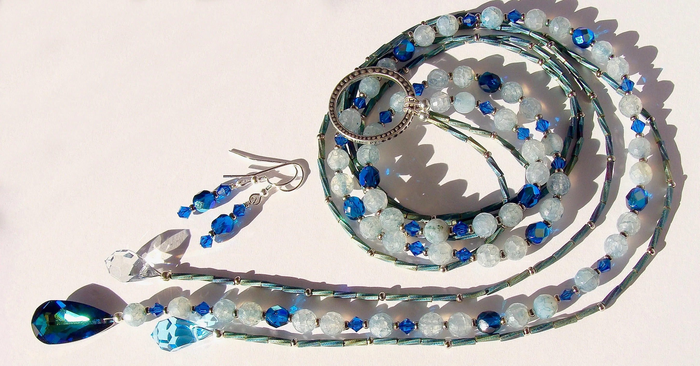 Moonbeam: Lariat Necklace in Shades of Blue