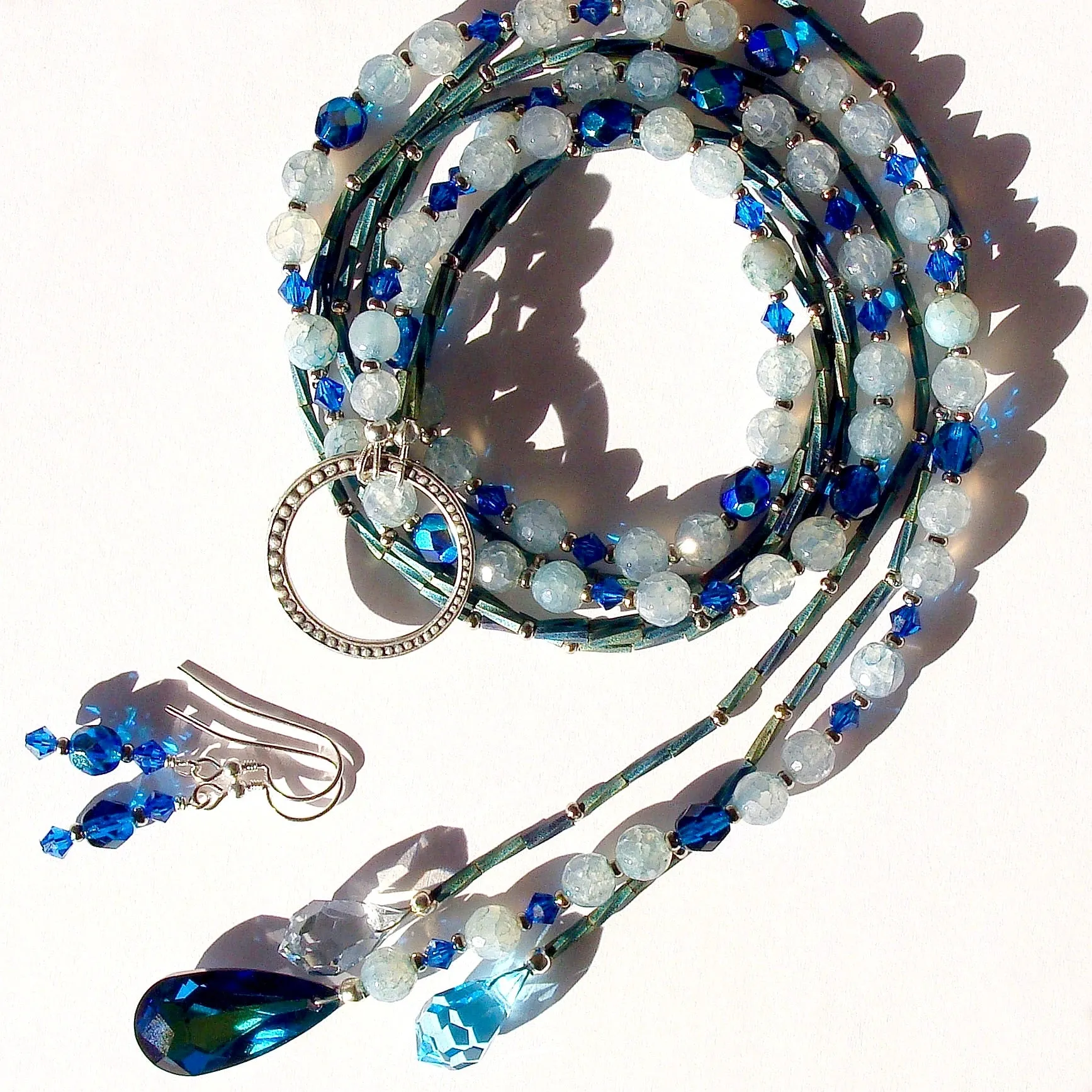 Moonbeam: Lariat Necklace in Shades of Blue