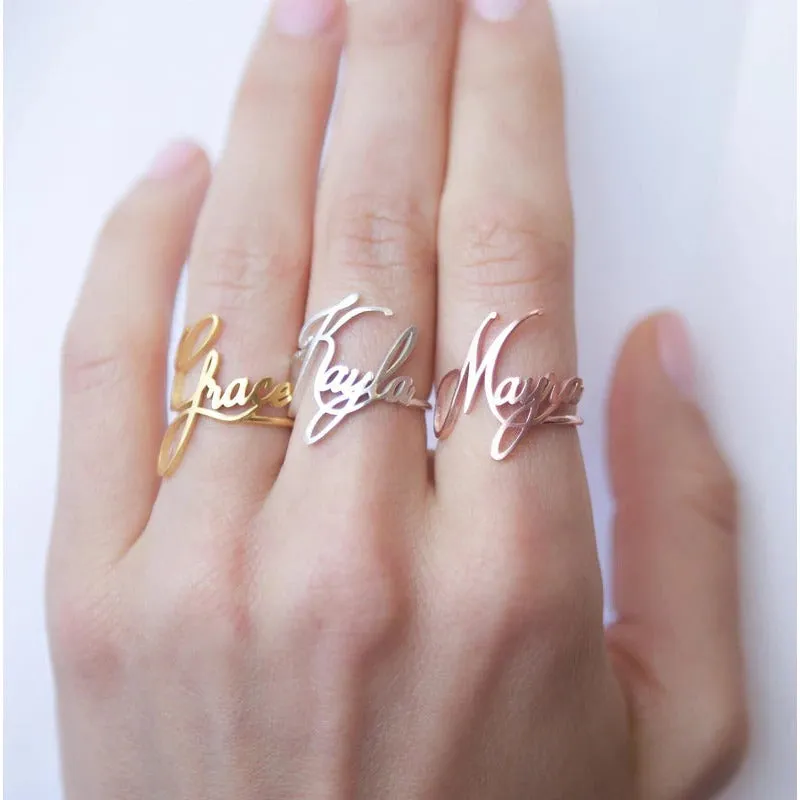 Personalized Fashionable Stainless Steel Name Rings