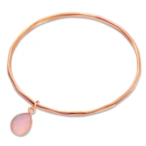 Pink Opal Charm Bangle | Rose Gold - October