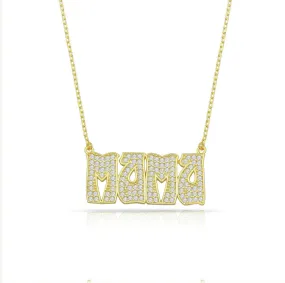 Retro Funky Pave Mama Necklace