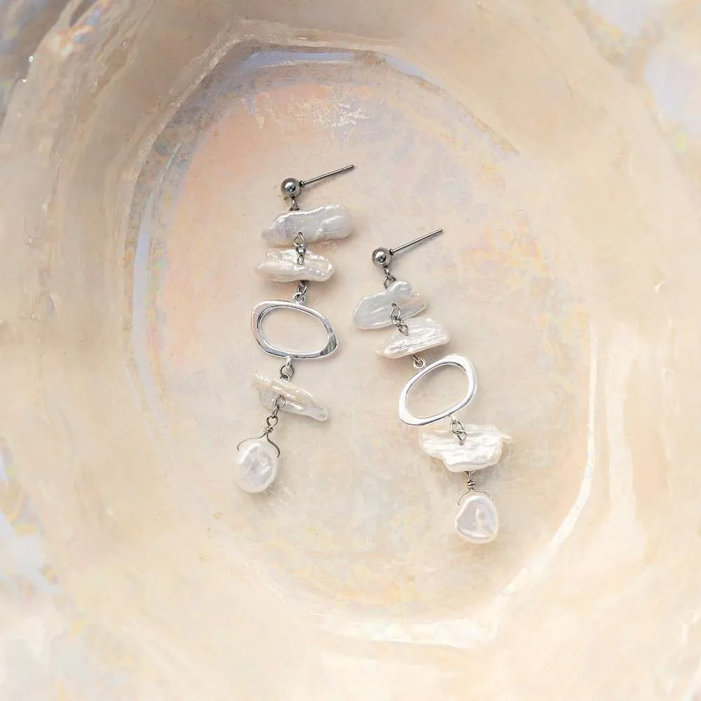 Silver Plated Biwa Earrings