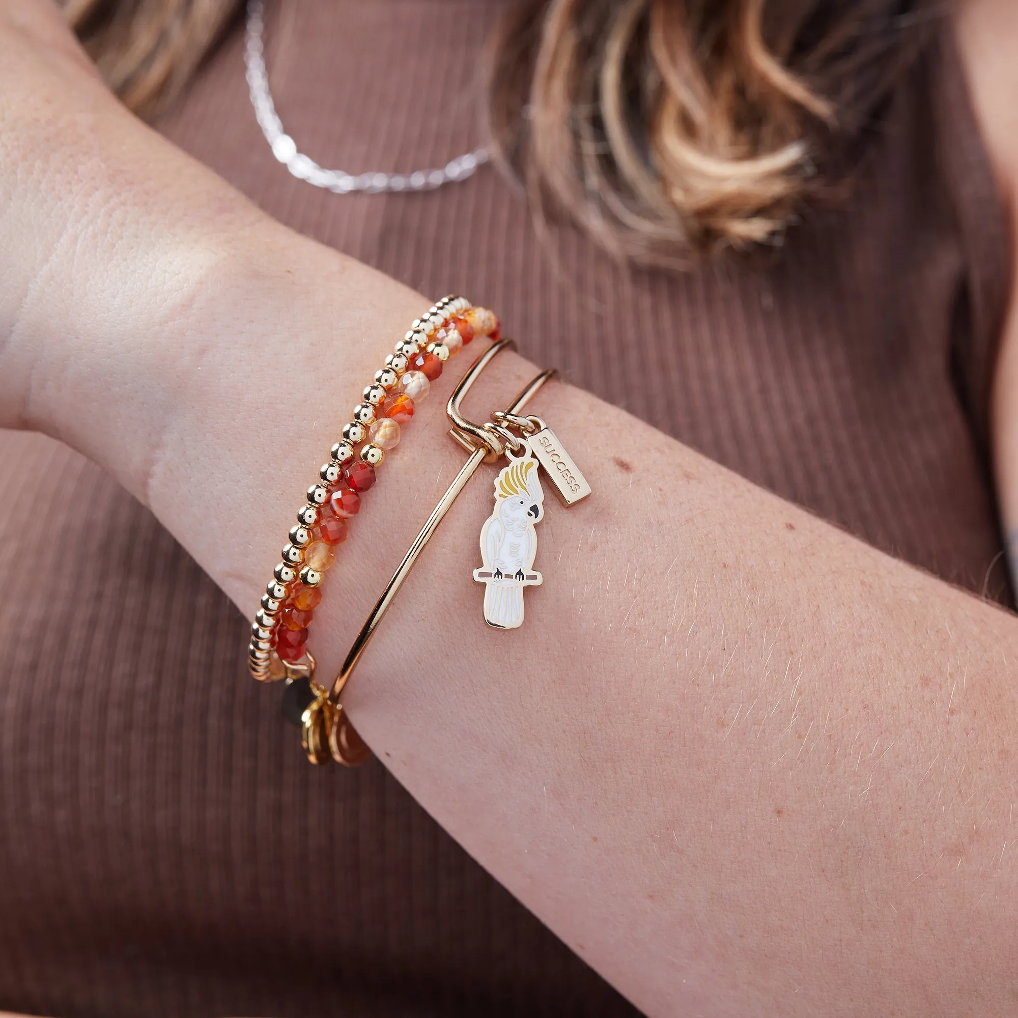 'Success' Cockatoo Charm Bangle