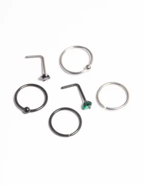 Titanium Green Coloured Stone Nose 6-Pack