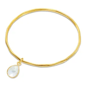 White Quartz Charm Bangle | Gold - April